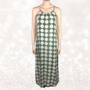 Army Green White Geometric Maxi Dress by Merona S